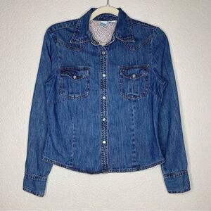 Andrew & Co Vintage Women’s Denim Button Down Shirt, Sz Small